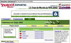 Pgina do Yahoo! Esportes, em portugus