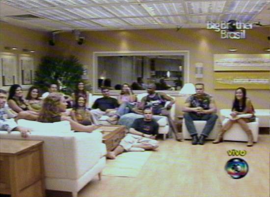 Cenas iniciais no primeiro dia do programa 'Big Brother Brasil 3' na Rede Globo de Televiso, no dia 14/1/2003