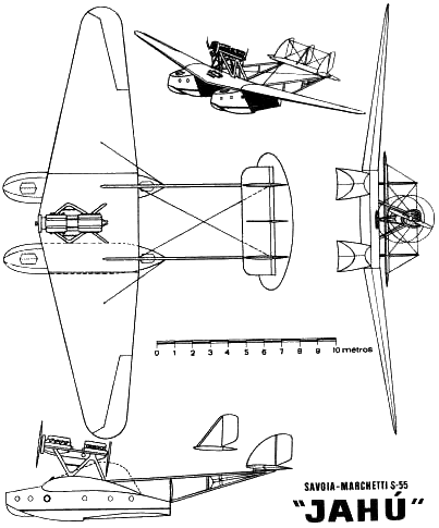Esquema do hidroavi�o 'Jahu'