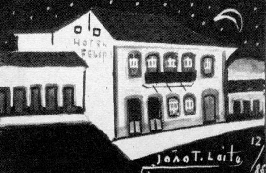 O já demolido hotel Felipe, em guache de João T. Leite