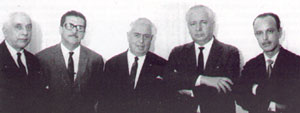 Em foto da d�cada de 80, os ex-presidentes Marc�lio Dias Ferraz, Oswaldo Paulino, Le�o de Moura, Arthur Domingues Pinto e Jair de Oliveira Freitas.