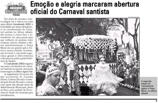 D.O.Santos, p�gina 5, 14/2/2002. Foto de Ant�nio Vargas