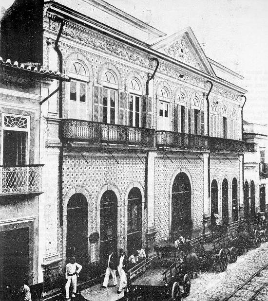 Casa de Frontaria Azulejada, foto do in�cio do s�culo XX. Imagem: 'Poliant�ia Santista'
