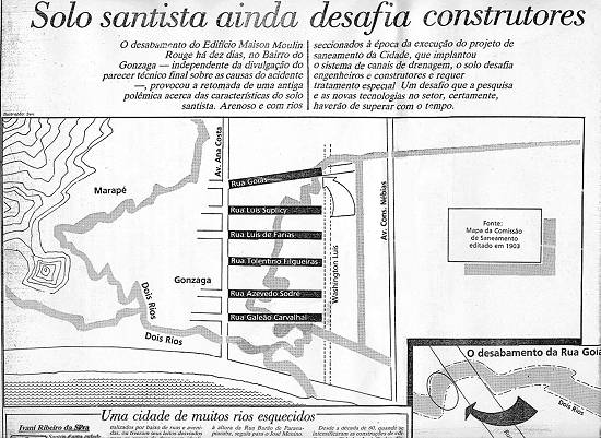 Planta decalcada do Plano Regional do Litoral, de 1978, anterior à separação do município de Bertioga.