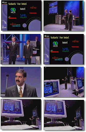 Imagens da cerim�nia de lan�amento do Solaris 8 transmitidas pela Web em 26/1/2000