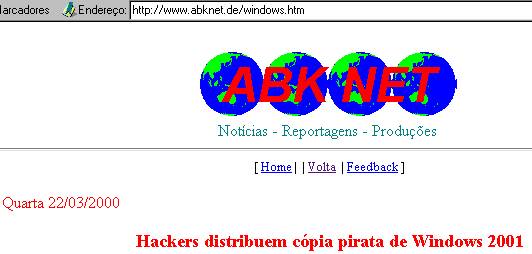 P�gina do jornal ABKNet com a not�cia