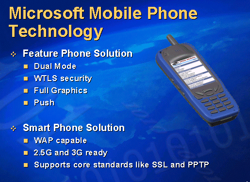 Imagem da apresenta��o Driving Convergence, por Bill Gates, no Telecom-1999, em PowerPoint