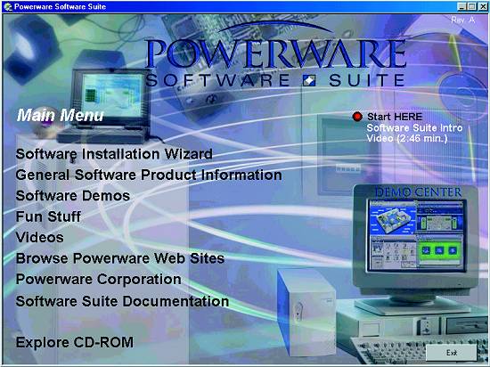 Tela inicial do CD da Powerware