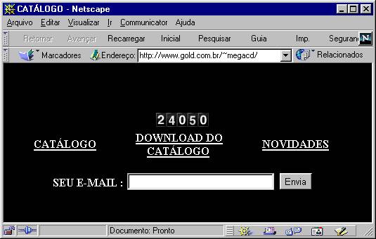 P�gina de abertura do site da MegaCD 2000, que est� sendo retirado do ar