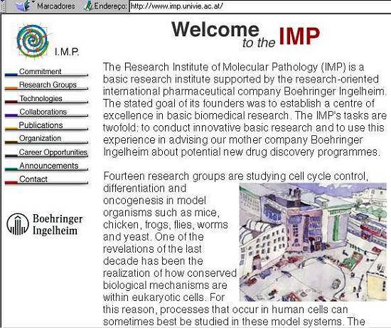 P�gina Web do IMP austr�aco, que comenta a pesquisa
