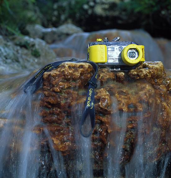 A m�quina e o suporte para fotos submarinas