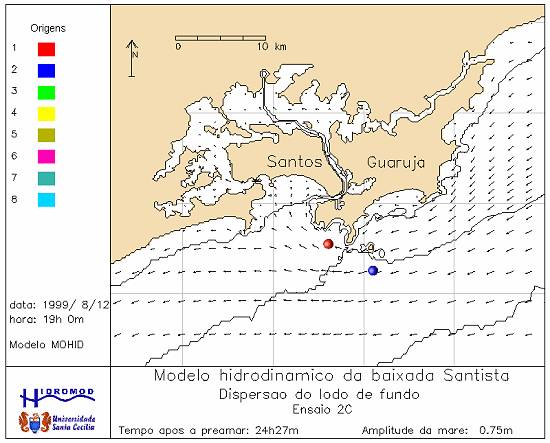 Simula��o do descarte de material dragado. Clique na imagem para ver uma anima��o