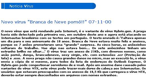 Informa��o divulgada pela Mynetis na Internet