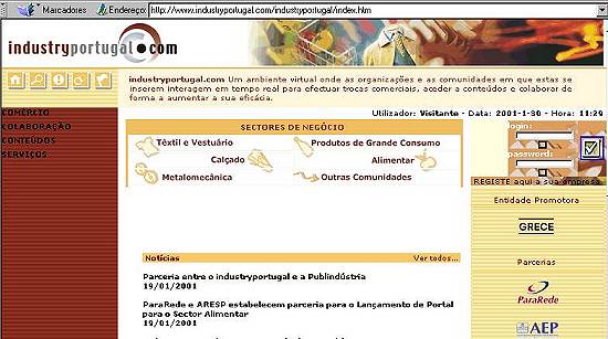 P�gina principal do IndustryPortugal