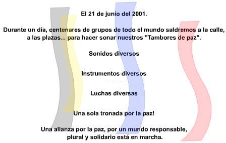 Imagens da apresenta��o em Flash do Tambores pela Paz em espanhol