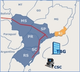 Mapa do gasoduto e o Centro de Supervis�o e Controle na sede da empresa TBG - Transportadora  Brasileira Gasoduto Bol�via-Brasil