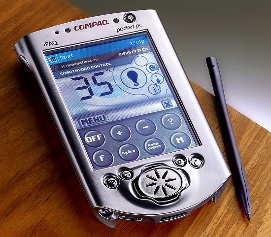 O novo aparelho da Compaq, com a aplica��o para controlar a banheira