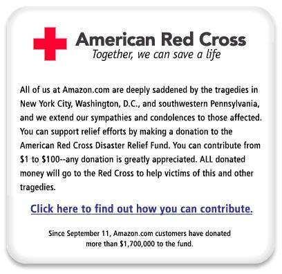 Nota na pgina principal da Amazon incentiva as doaes  Cruz Vermelha