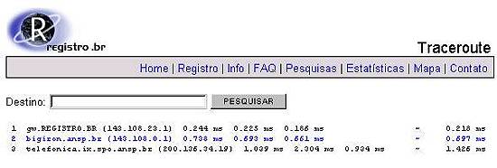 Traceroute da Fapesp mostra a falha do servidor Internet da Telef�nica
