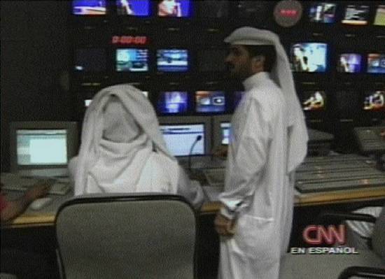 Est�dios da TV Al Jazeera, em mat�ria da rede CNN em 13/10/2001 (captura de tela)