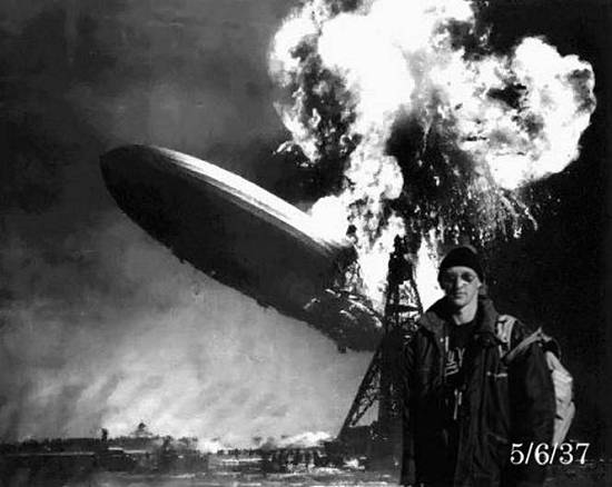 ... na exploso do zepelim Hindemburg, na Alemanha em 1937...