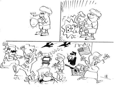 Charge de autor n�o identificado, enviada via correio eletr�nico em 6/11/2001 pelo internauta S�rgio Struffaldi