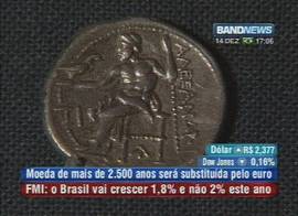 Notcia da TV a cabo Band News, de So Paulo, em 14/12/2001, sobre o fim do dracma grego