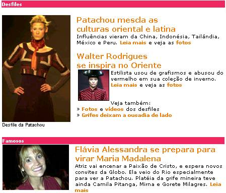 Trecho da página principal do site especial em 30/1/2002