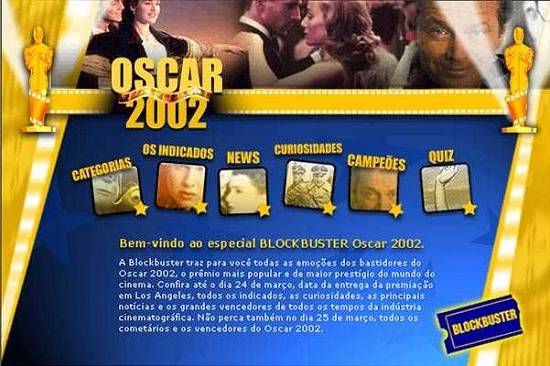 Página especial da Blockbuster sobre o Oscar 2002