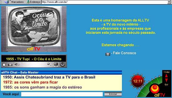 Página da AllTV, antes da estréia da emissora