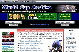 Pgina do World Cup Archive, em ingls