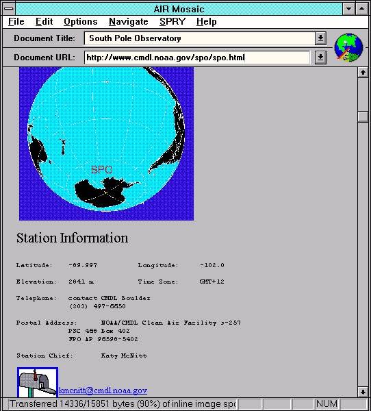 A home-page do CMDL South Pole Observatory mostra sua localiza��o no mapa da Ant�rtida