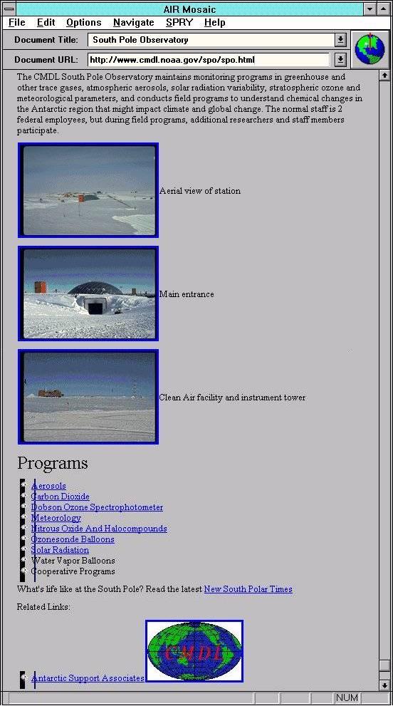 Na p�gina do observat�rio, explica��es sobre as atividades. Novidades sobre o P�lo Sul? Leia o 'New South Polar Times'...