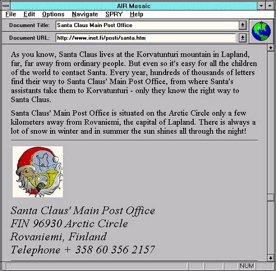 Na tela, o endere�o do Bom Velhinho, e at� o seu telefone...
