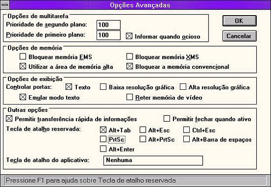 No editor PIF, preencha essa tela, depois feche e crie o �cone do programa