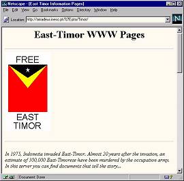 P�gina Free Timor Leste, em 9/7/1996