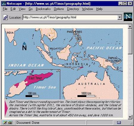 Mapa da regi�o do Timor (p�gina em 9/7/1996)