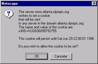 Site dos jogos olmpicos de Atlanta-96 foi um dos solicitantes de cookies