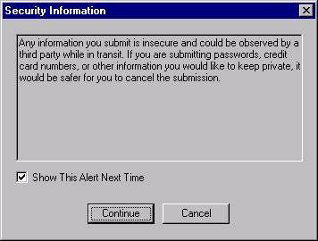 No despreze alertas como este, do Netscape 3...