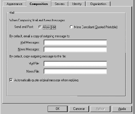 Tela do Netscape 3.0 para a configura��o do MIME