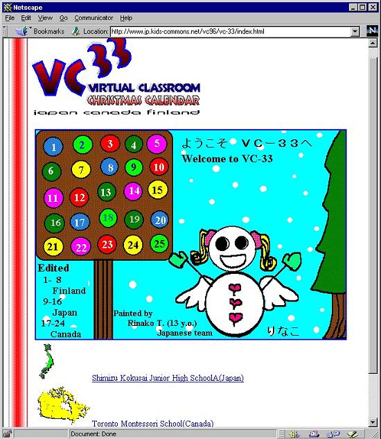 Projeto natalino VC-33, com Canad�, Jap�o e Finl�ndia