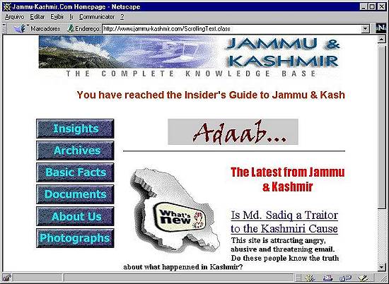 Pgina Web sobre a regio Jammu-Cachemira