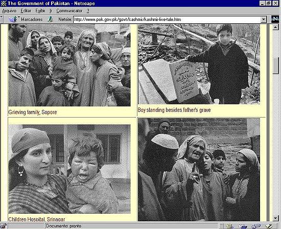 P�gina do governo paquistan�s sobre a Cachemira
