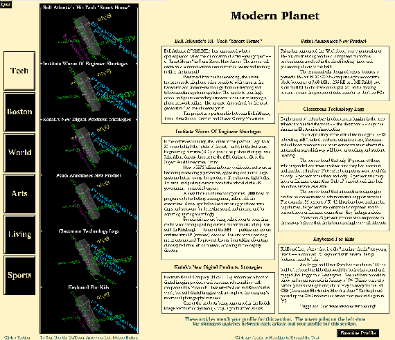O Totem tridimensional e algumas de suas not�cias, num jornal demonstrativo
