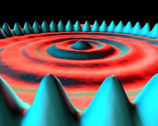 Quantum Corral: imagem obtida pela IBM/Almaden com microscpio de tunelamento, com ferro sobre cobre