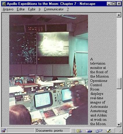 Centro de controle da miss�o em Houston: homem na Lua (imagem de p�gina especial da Nasa)