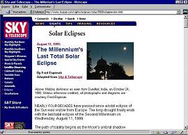 Pgina da revista 'Sky & Telescope' sobre o eclipse
