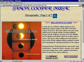 P�gina com o �lbum do m�sico ingl�s Simon Cooper