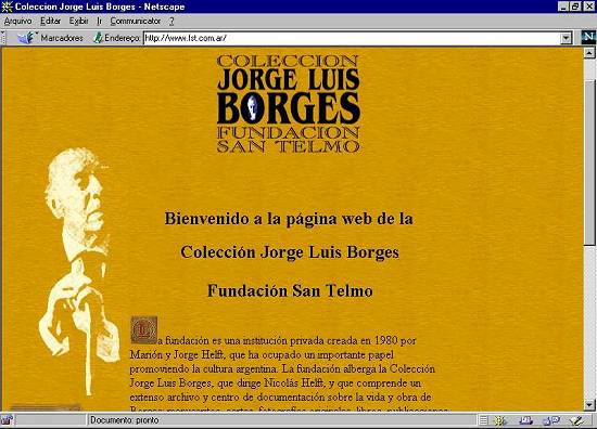 Pgina argentina com a Coleo Jorge Luis Borges