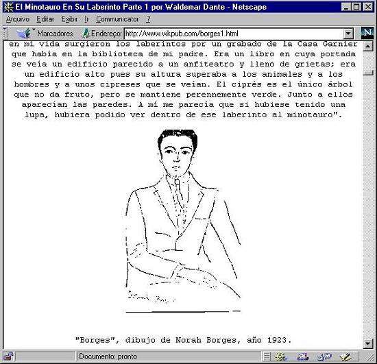 P�gina com 'O Minotauro em seu Labirinto, de Borges